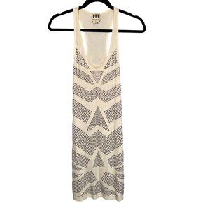 HAUTE HIPPIE Ivory Cream Metal Studded Sleeveless Midi Dress Bodycon Size Small